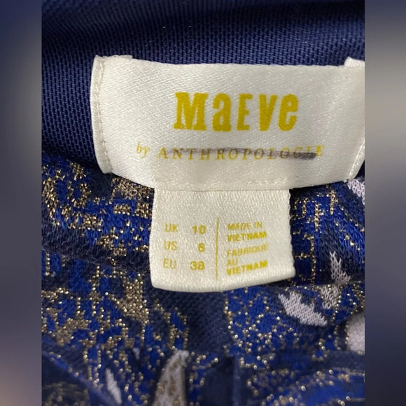 Maeve Anthropologie "Maria" Metallic Paisley Wide Leg Boho Pants Size 6 - Picture 3 of 9